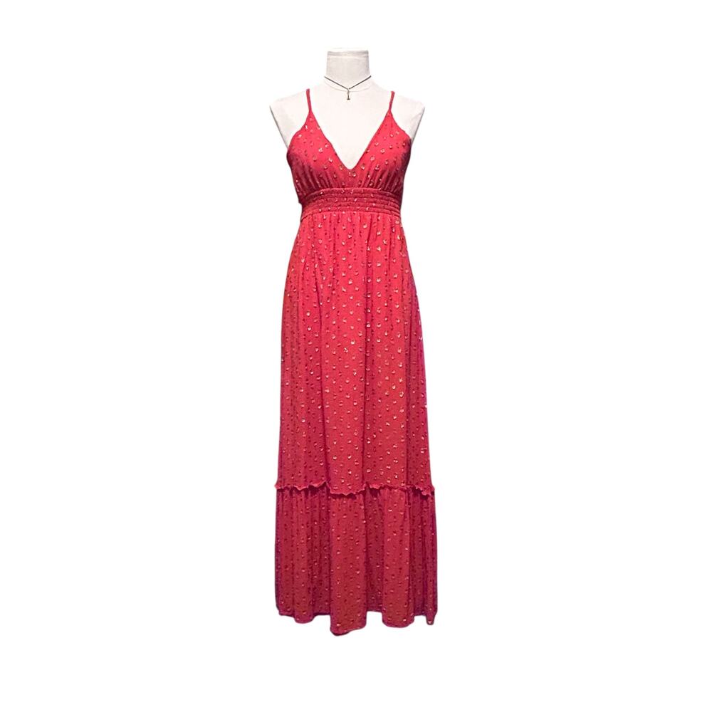 En Creme Halter Strappy Maxi Dress Orange, Size Small